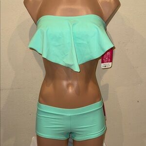 MWT Hula Hone Bandeau bikini set size small shorts